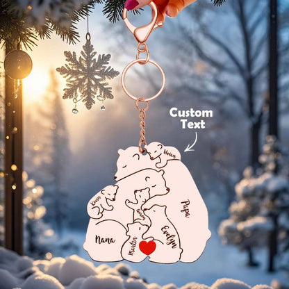 Portachiavi Personalizzato "Famiglia Orso" – Incisione Papa & Mama Bear – Regalo Unico per Genitori e Nonni
