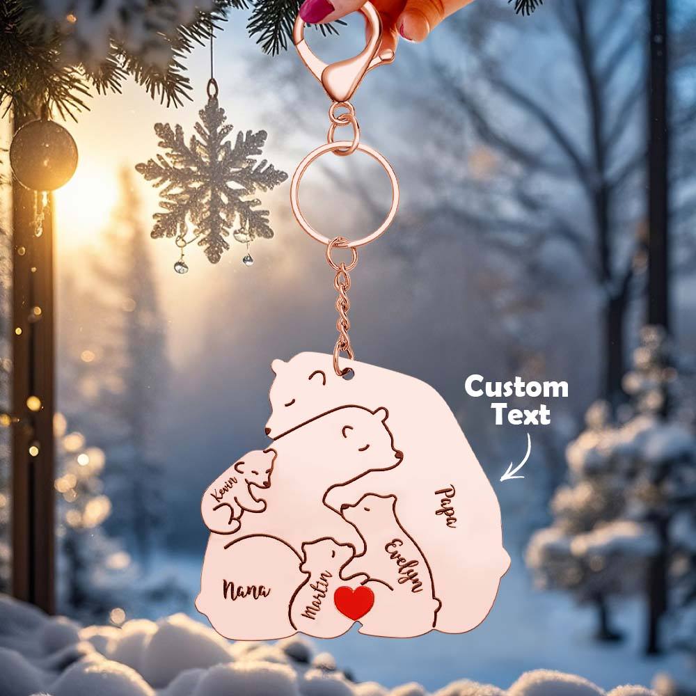 Portachiavi Personalizzato "Famiglia Orso" – Incisione Papa & Mama Bear – Regalo Unico per Genitori e Nonni