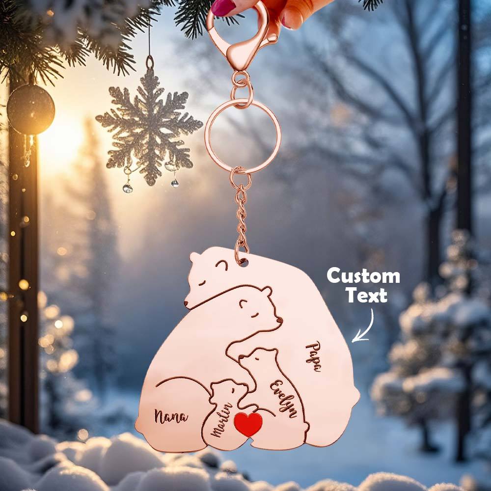 Portachiavi Personalizzato "Famiglia Orso" – Incisione Papa & Mama Bear – Regalo Unico per Genitori e Nonni