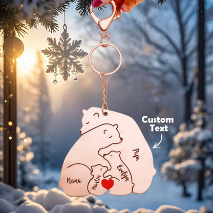 Portachiavi Personalizzato "Famiglia Orso" – Incisione Papa & Mama Bear – Regalo Unico per Genitori e Nonni