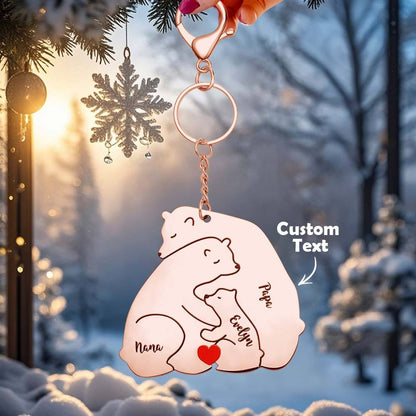Portachiavi Personalizzato "Famiglia Orso" – Incisione Papa & Mama Bear – Regalo Unico per Genitori e Nonni