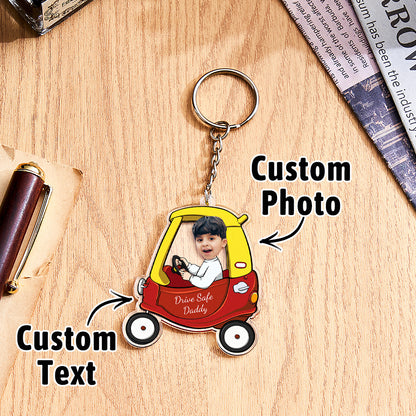 Portachiavi Personalizzato "Guida con Prudenza" - Portachiavi a Forma di Auto Personalizzato - Regalo per Papà