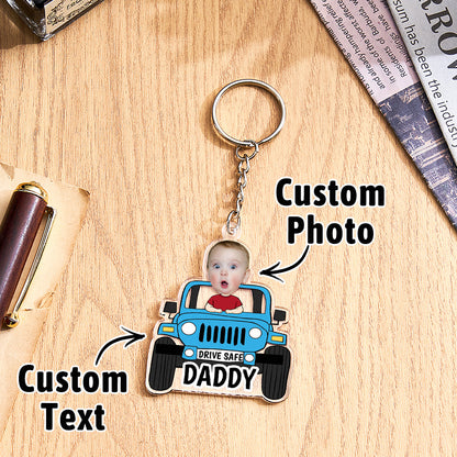 Portachiavi Personalizzato "Guida con Prudenza" - Portachiavi a Forma di Auto Personalizzato - Regalo per Papà