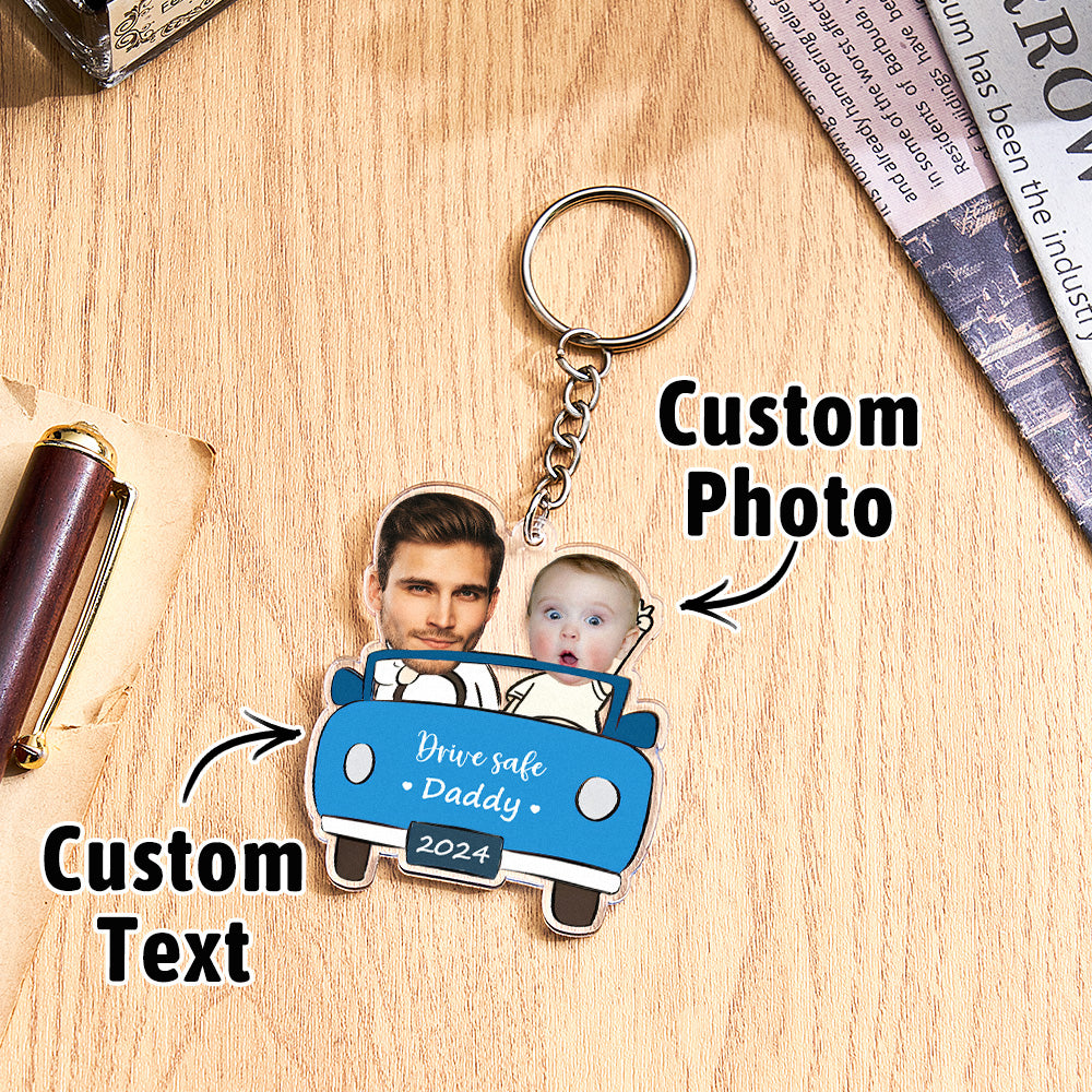 Portachiavi Personalizzato "Guida con Prudenza" - Portachiavi a Forma di Auto Personalizzato - Regalo per Papà