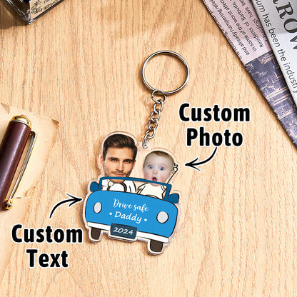 Portachiavi Personalizzato "Guida con Prudenza" - Portachiavi a Forma di Auto Personalizzato - Regalo per Papà