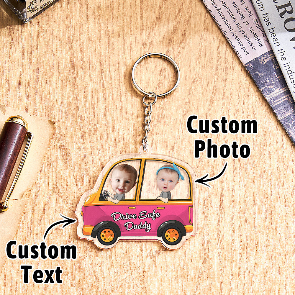 Portachiavi Personalizzato "Guida con Prudenza" - Portachiavi a Forma di Auto Personalizzato - Regalo per Papà