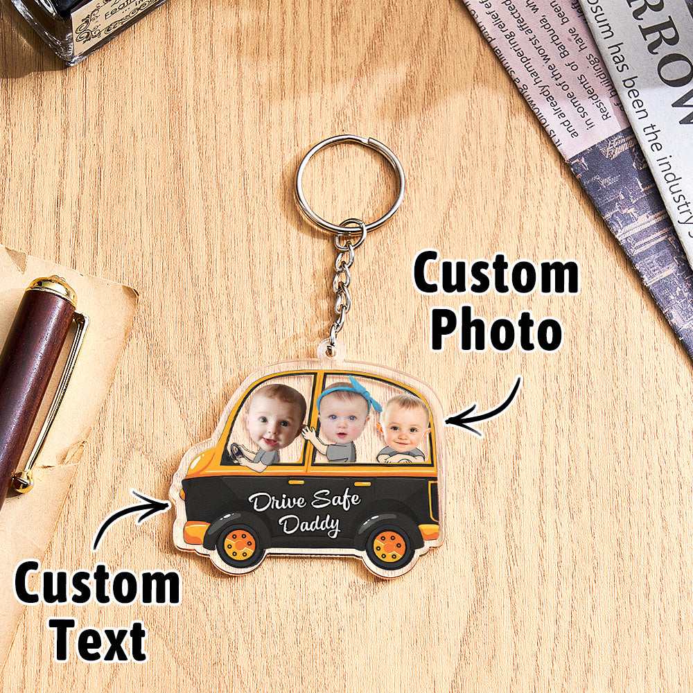 Portachiavi Personalizzato "Guida con Prudenza" - Portachiavi a Forma di Auto Personalizzato - Regalo per Papà