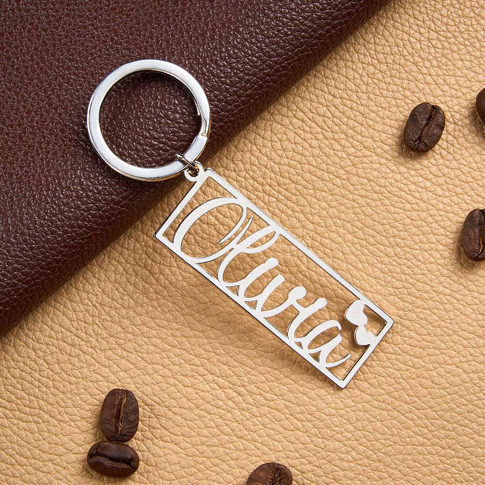 Portachiavi Personalizzato con Nome e Cuore Inciso – Regalo di Compleanno, Anniversario e San Valentino per Lui festa della mamma