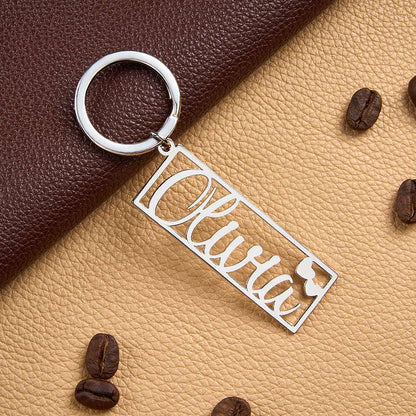 Portachiavi Personalizzato con Nome e Cuore Inciso – Regalo di Compleanno, Anniversario e San Valentino per Lui festa della mamma