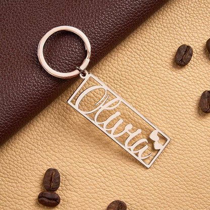 Portachiavi Personalizzato con Nome e Cuore Inciso – Regalo di Compleanno, Anniversario e San Valentino per Lui festa della mamma