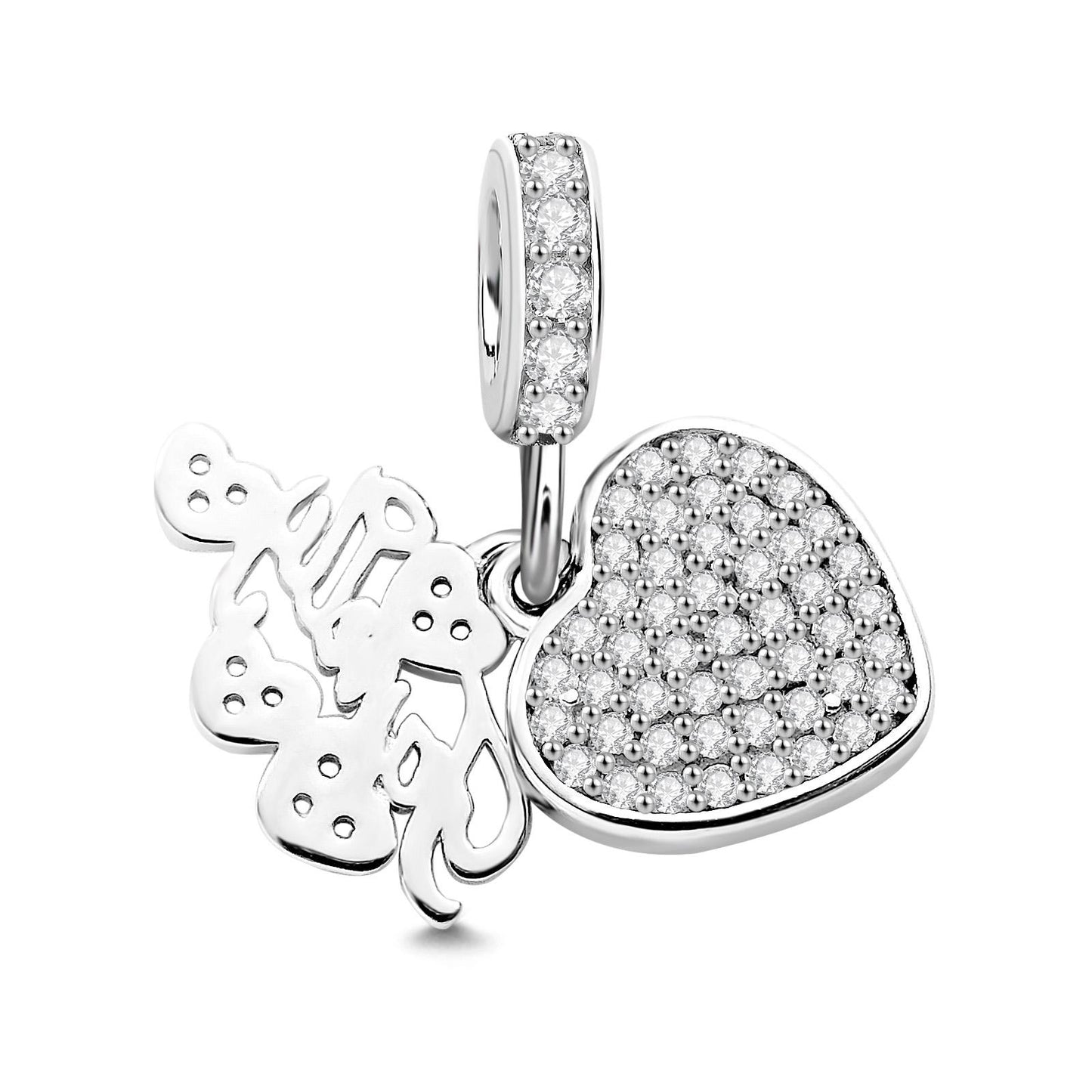 Charm a Cuore Personalizzato con Foto Regalo Delicato per Famiglia mamma papà nonni
