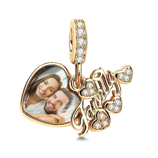 Charm a Cuore Personalizzato con Foto Regalo Delicato per Famiglia mamma papà nonni