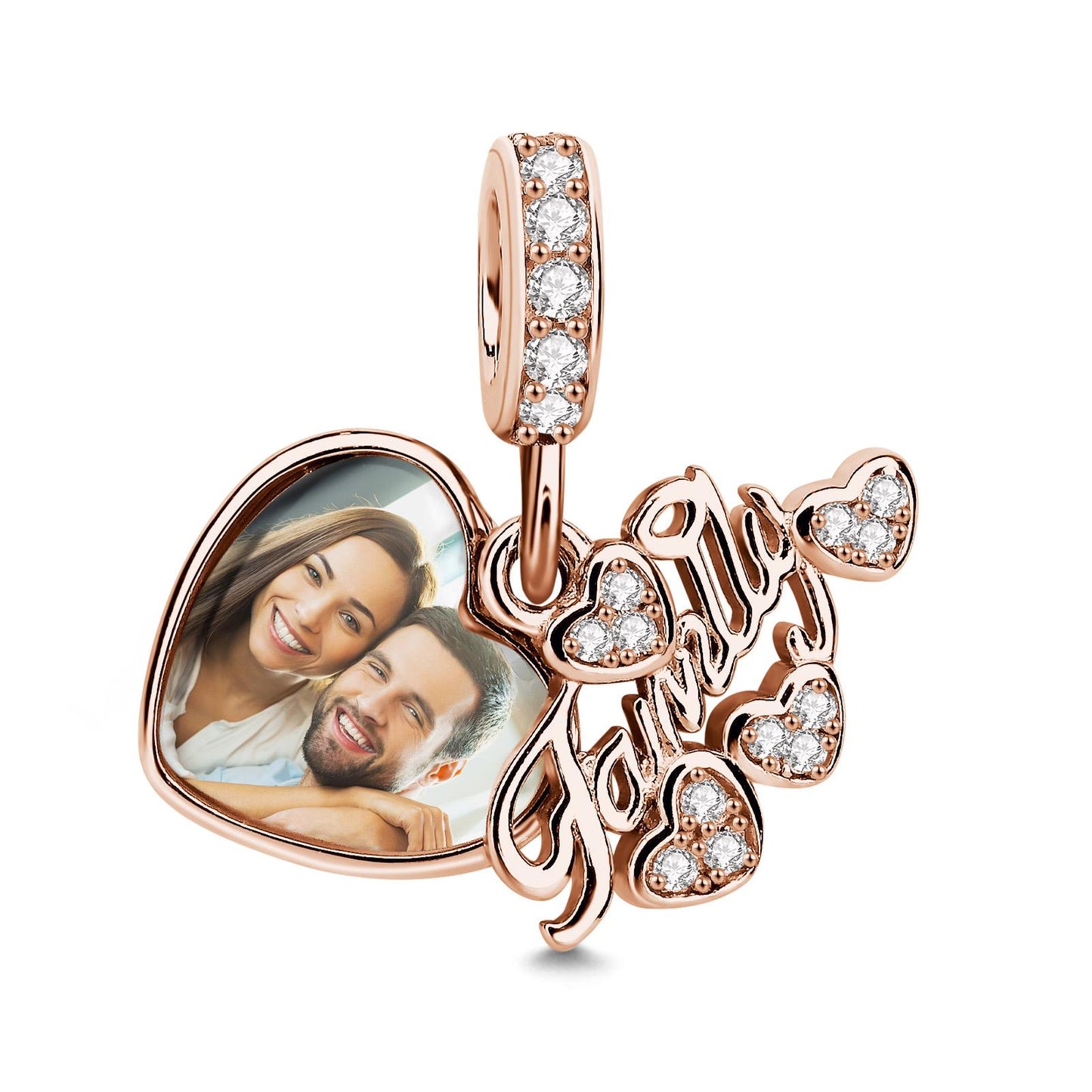 Charm a Cuore Personalizzato con Foto Regalo Delicato per Famiglia mamma papà nonni
