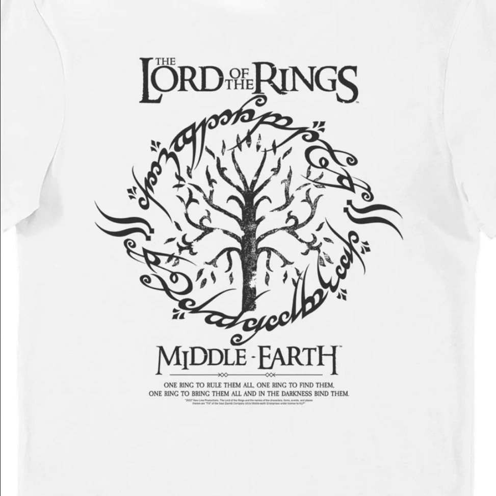 Maglietta Albero di Gondor - Il Signore degli Anelli - Bianca 100% Cotone