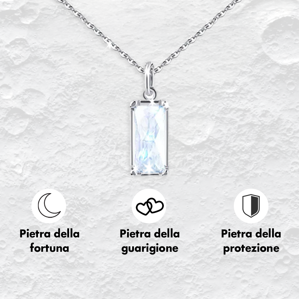 Collana Pietra di Luna Rettangolare in Argento Sterling 925 - A mia Nipote