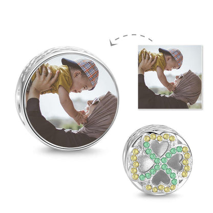Charm Quadrifoglio Personalizzato con Foto | Regalo Portafortuna mamma