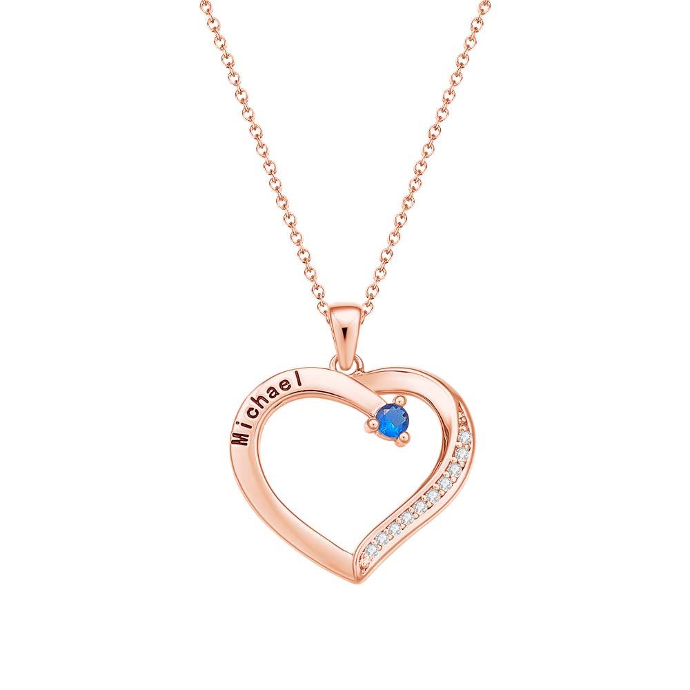 Collana Cuore Personalizzata con Nomi e Pietre Nascita Regalo Mamma