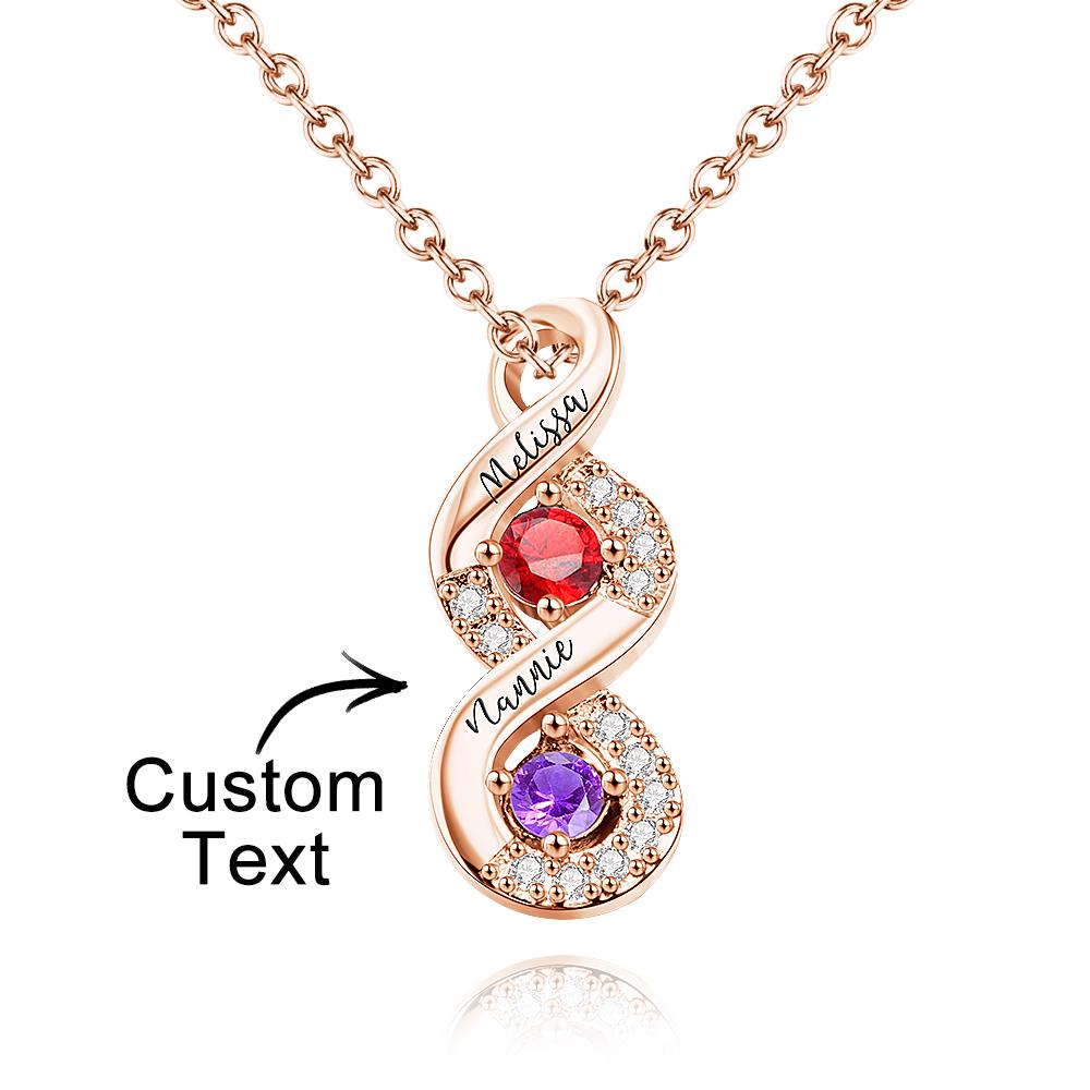 Collana Infinito "Legame Eterno" – Personalizzata con Nomi e Pietre di Nascita - idea regalo mamma