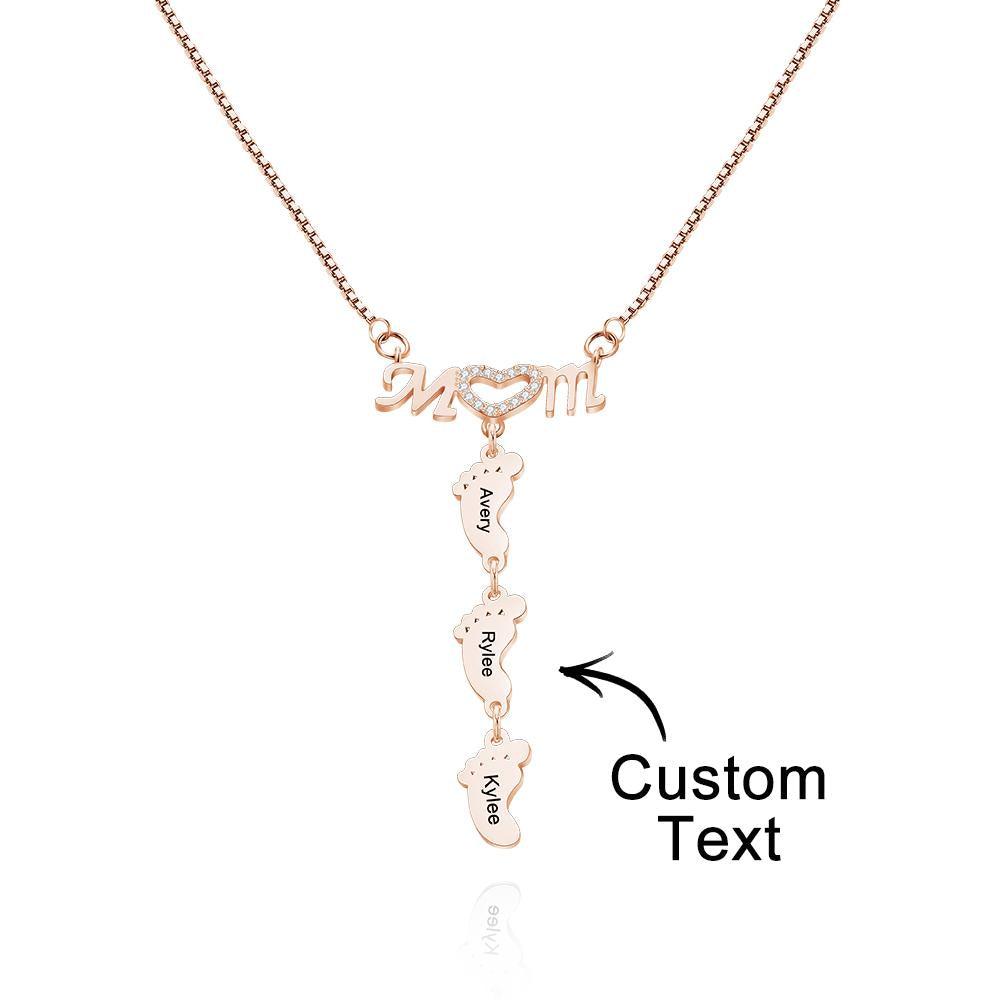 Collana Piedini Personalizzata con 3 Nomi | Regalo Festa della Mamma