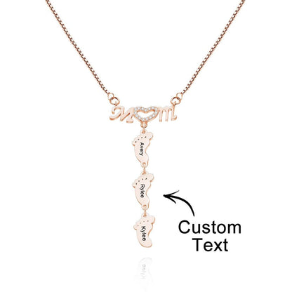 Collana Piedini Personalizzata con 3 Nomi | Regalo Festa della Mamma