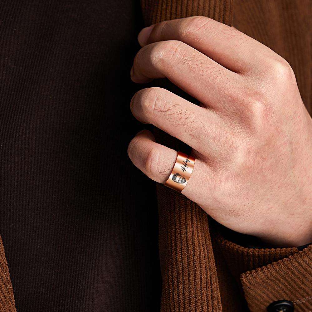Anello da Uomo Personalizzato con Foto e Incisione - Regalo Festa del Papà