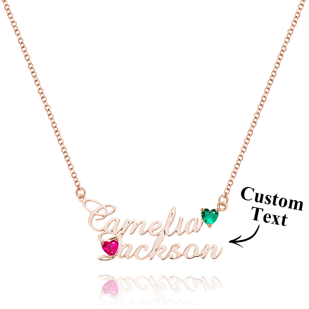 Collana Doppio Nome Personalizzata con Pietre di Nascita – Regalo Unico per Anniversario e Compleanno