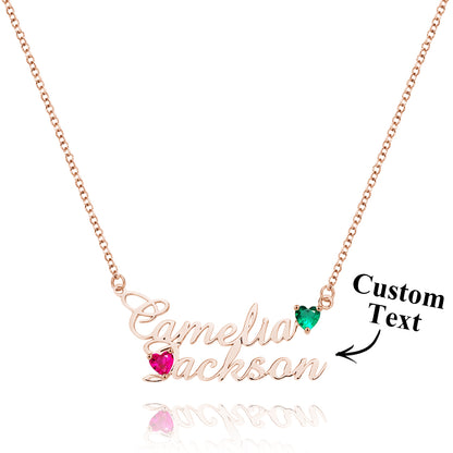 Collana Doppio Nome Personalizzata con Pietre di Nascita – Regalo Unico per Anniversario e Compleanno