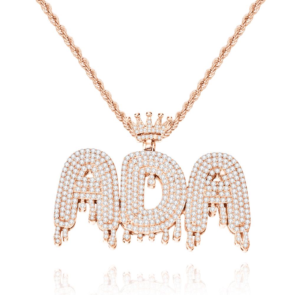Collana Iniziale Bling Personalizzata Pendente Hip Hop Uomo e Donna