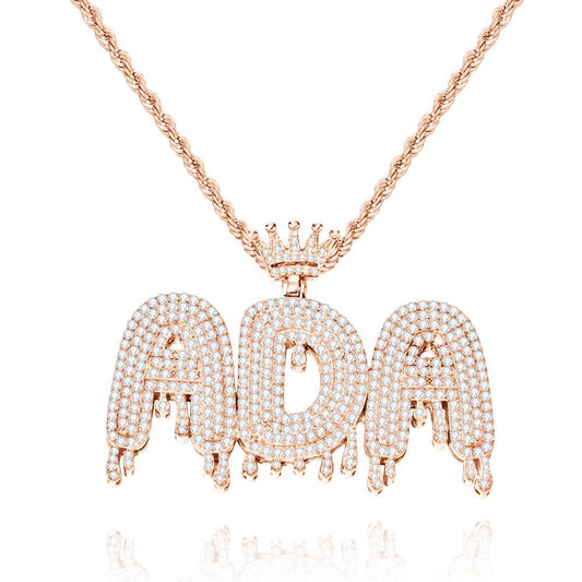 Collana Iniziale Bling Personalizzata Pendente Hip Hop Uomo e Donna
