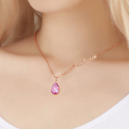 Collana "Essenza" – Nome Personalizzato e Pietra di Nascita - idea regalo Lei - festa della Mamma
