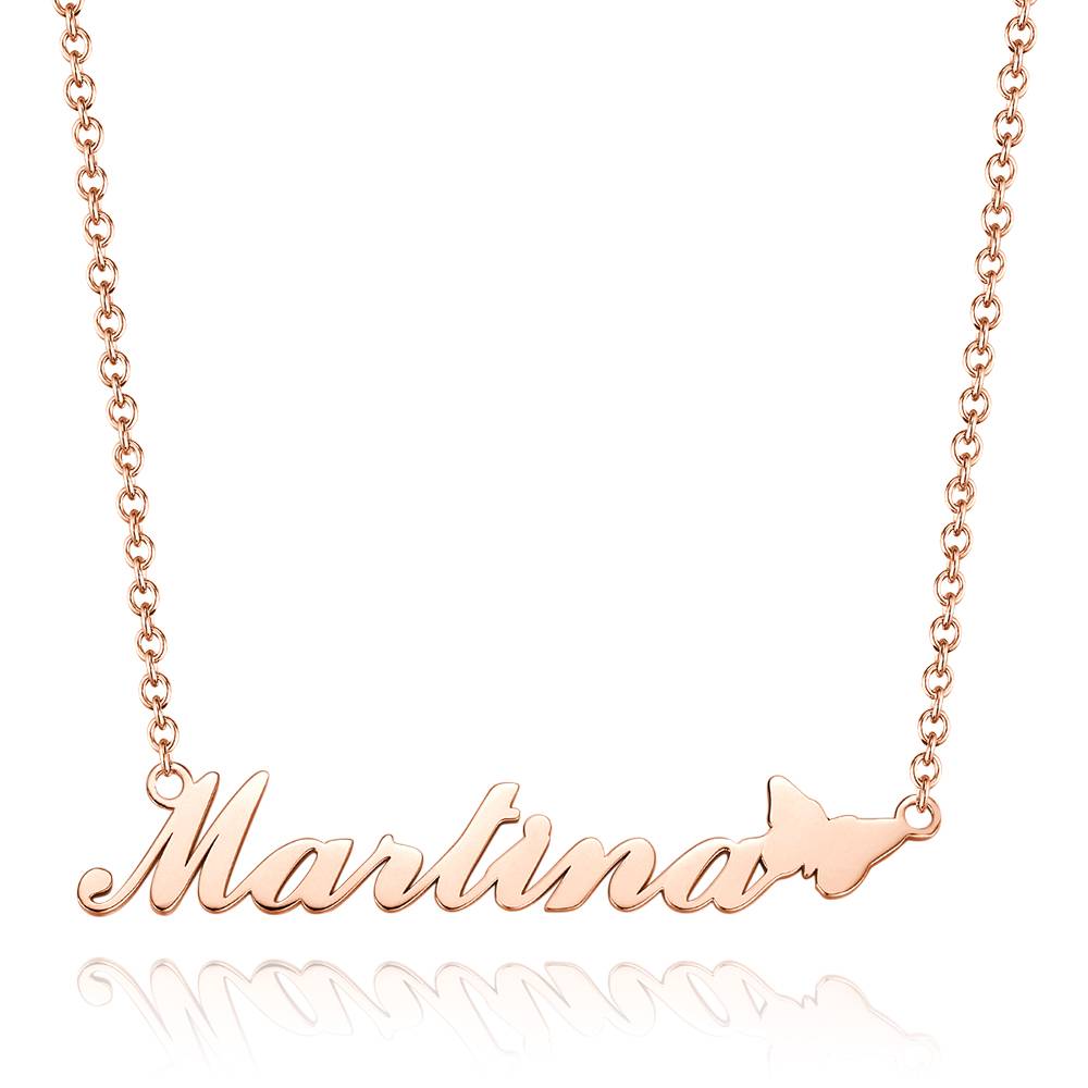 Collana con Nome Personalizzato Placcata Oro 14K e Farfalla – Regalo Romantico per Lei e San Valentino festa della mamma