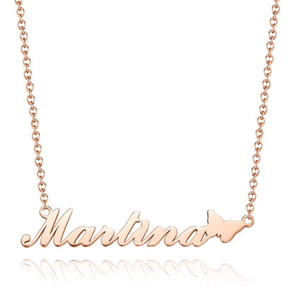 Collana con Nome Personalizzato Placcata Oro 14K e Farfalla – Regalo Romantico per Lei e San Valentino festa della mamma
