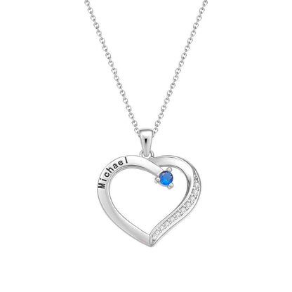 Collana Cuore Personalizzata con Nomi e Pietre Nascita Regalo Mamma