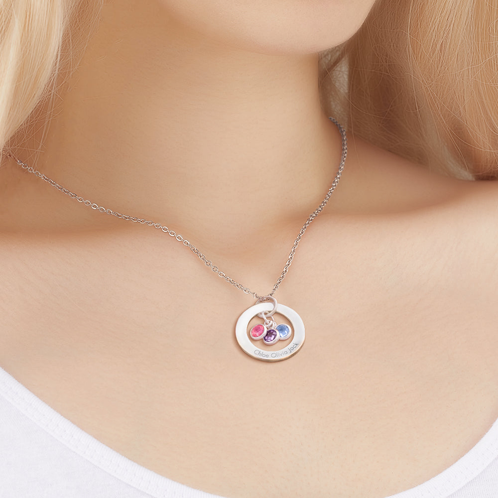 Collana con Pietra di Nascita Personalizzata con frase o nome - idea regalo festa della mamma