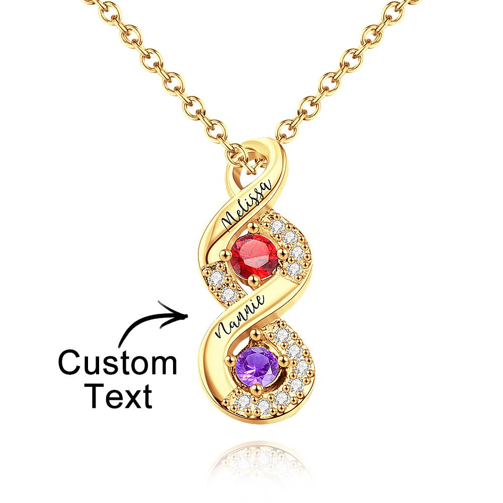 Collana Infinito "Legame Eterno" – Personalizzata con Nomi e Pietre di Nascita - idea regalo mamma