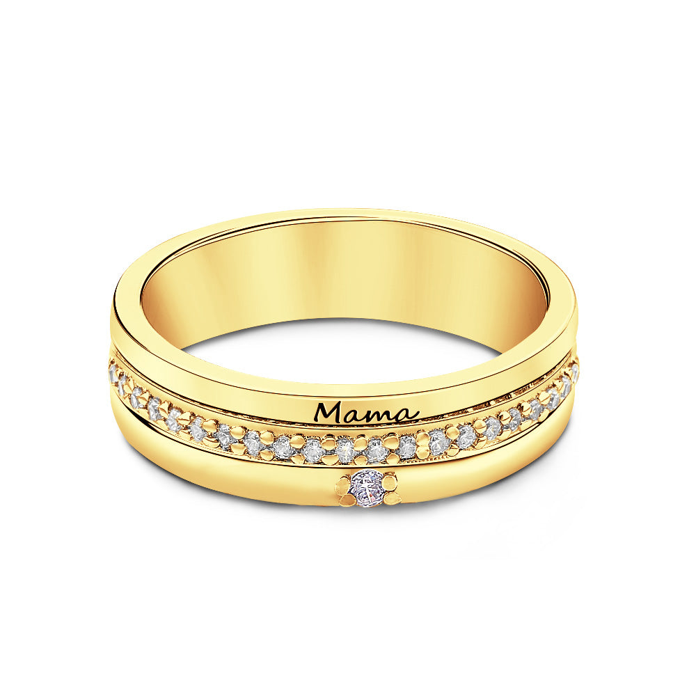 Anello a Fascia con Pietre di Nascita e Incisione - idea regalo lei - festa della mamma personalizzato