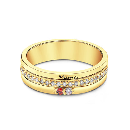 Anello a Fascia con Pietre di Nascita e Incisione - idea regalo lei - festa della mamma personalizzato