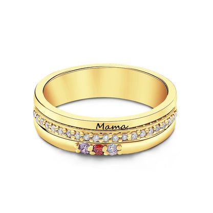 Anello a Fascia con Pietre di Nascita e Incisione - idea regalo lei - festa della mamma personalizzato