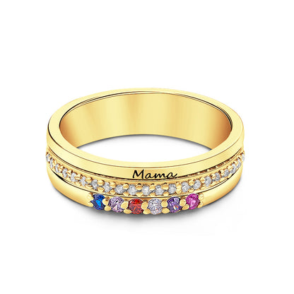 Anello a Fascia con Pietre di Nascita e Incisione - idea regalo lei - festa della mamma personalizzato