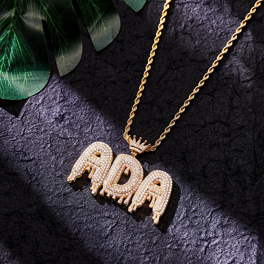 Collana Iniziale Bling Personalizzata Pendente Hip Hop Uomo e Donna