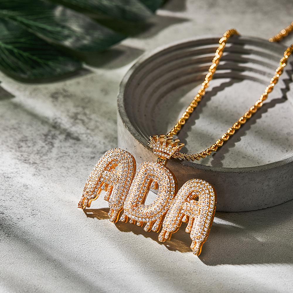 Collana Iniziale Bling Personalizzata Pendente Hip Hop Uomo e Donna