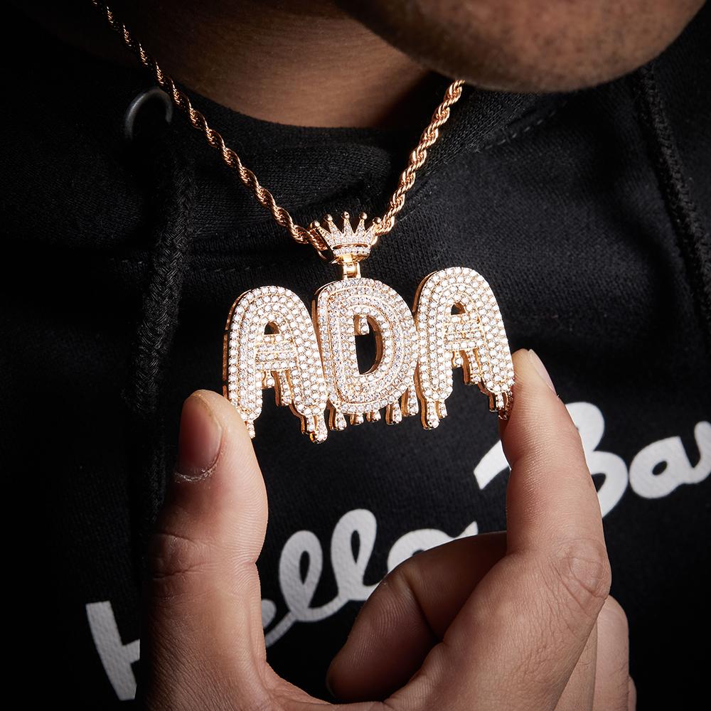 Collana Iniziale Bling Personalizzata Pendente Hip Hop Uomo e Donna