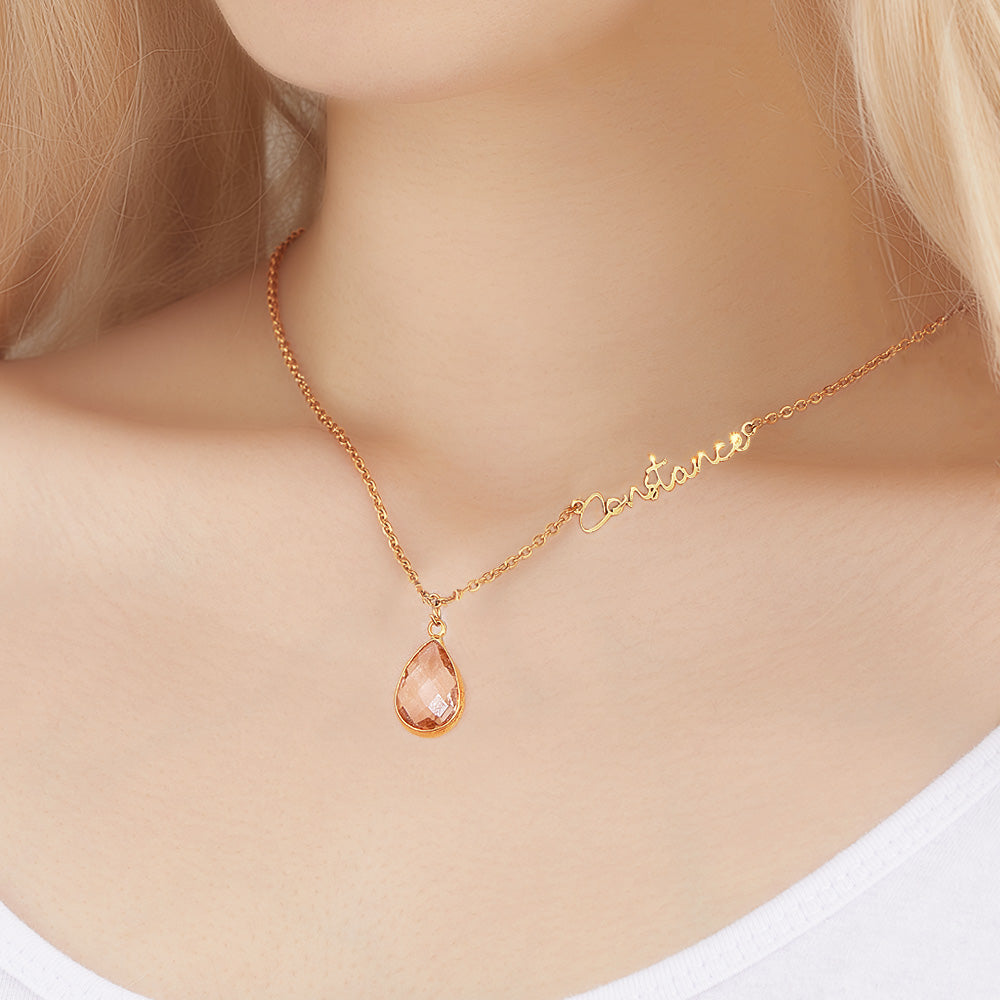 Collana "Essenza" – Nome Personalizzato e Pietra di Nascita - idea regalo Lei - festa della Mamma