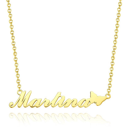 Collana con Nome Personalizzato Placcata Oro 14K e Farfalla – Regalo Romantico per Lei e San Valentino festa della mamma