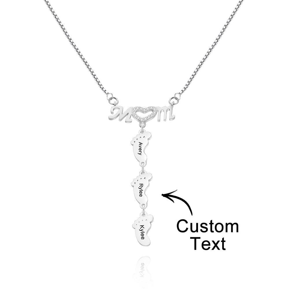 Collana Piedini Personalizzata con 3 Nomi | Regalo Festa della Mamma