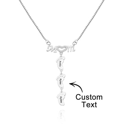 Collana Piedini Personalizzata con 3 Nomi | Regalo Festa della Mamma