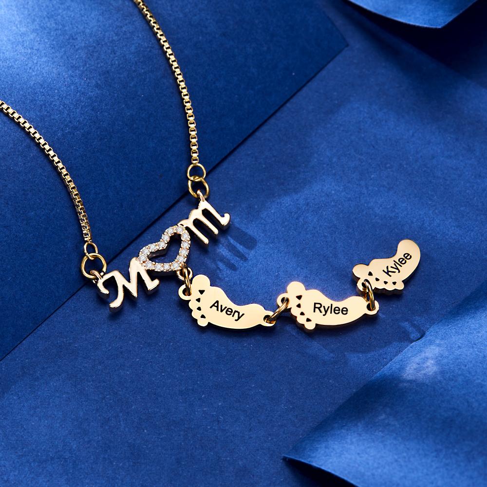 Collana Piedini Personalizzata con 3 Nomi | Regalo Festa della Mamma