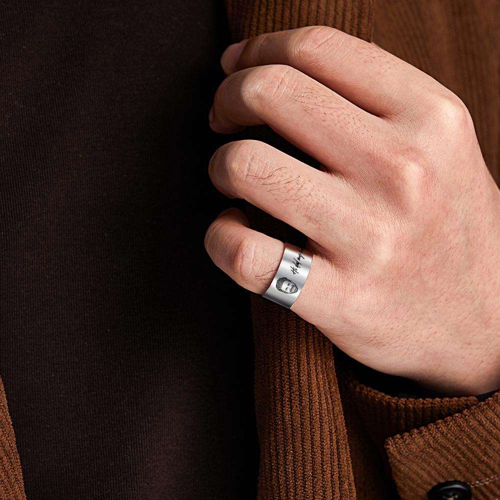Anello da Uomo Personalizzato con Foto e Incisione - Regalo Festa del Papà