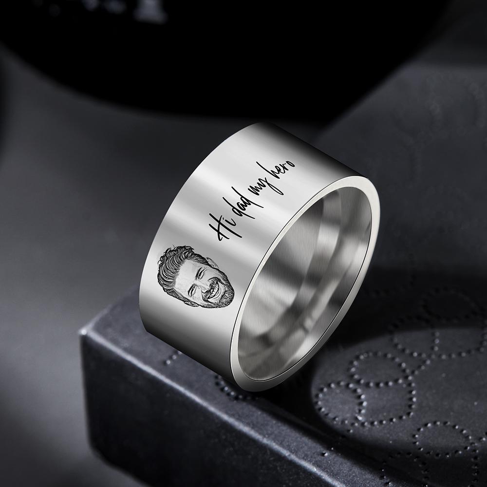 Anello da Uomo Personalizzato con Foto e Incisione - Regalo Festa del Papà