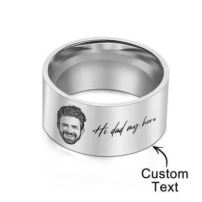 Anello da Uomo Personalizzato con Foto e Incisione - Regalo Festa del Papà